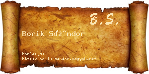 Borik Sándor névjegykártya